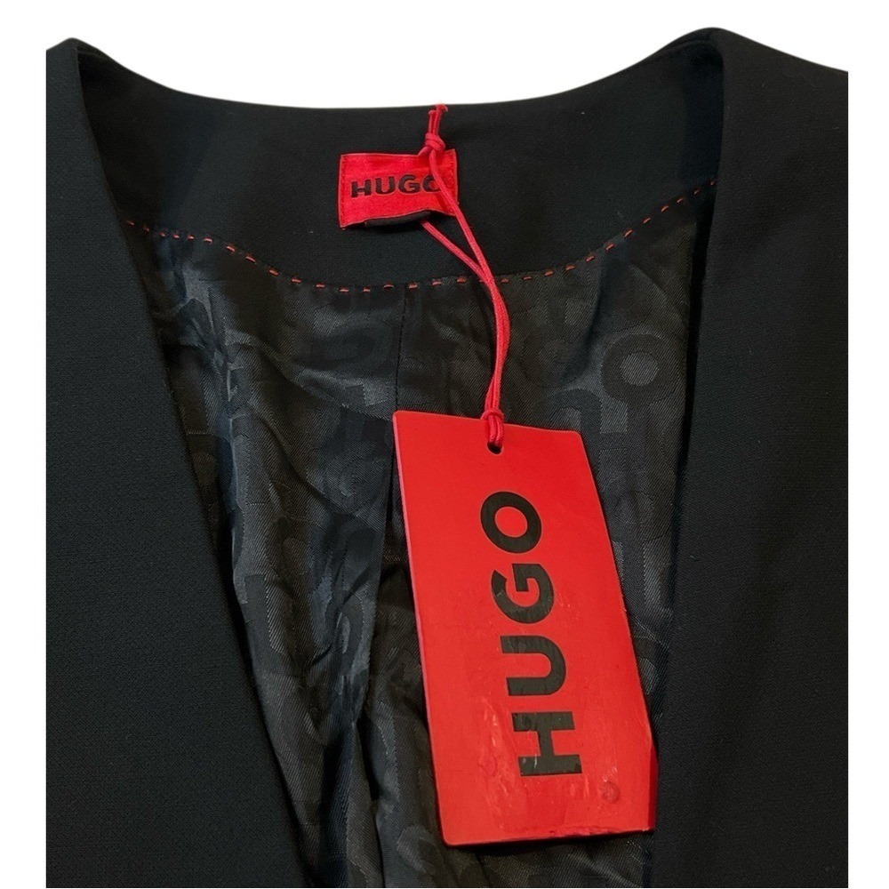 HUGO Collarless Women's Blazer, Fully Lined, Color Black, Size 2 - Picture 3 of 13